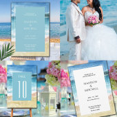 Waterverf strandverbinding bestemming oceaan RSVP kaartje