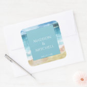Waterverf strandverbinding bestemming oceaan vierkante sticker (Envelop)