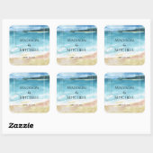 Waterverf strandverbinding bestemming oceaan vierkante sticker (Vel)