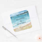 Waterverf strandverbinding bestemming oceaan vierkante sticker (Envelop)