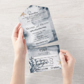 Waterverf strandvis koraal blauw huwelijk all in one uitnodiging (Afscheurbaar)