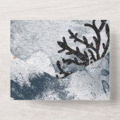 Waterverf strandvis koraal blauw huwelijk all in one uitnodiging (Achterkant)