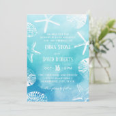 Waterverf strandwieg en zeeshells kaart (Staand voorkant)