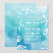 Waterverf strandwieg en zeeshells kaart (Voorkant / Achterkant)