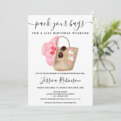 Waterverf strandzak verjaardagscurprogramma weekei kaart (Staand voorkant)