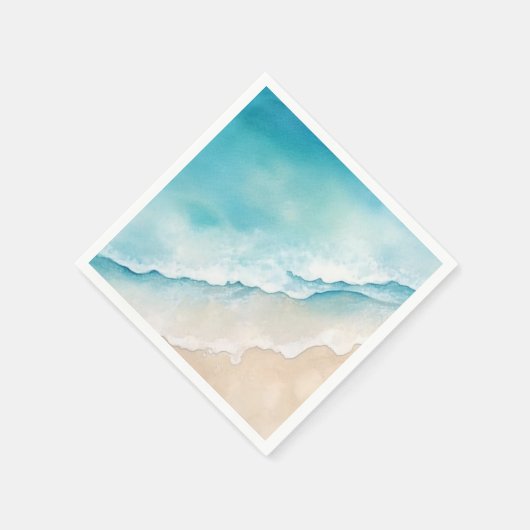 Waterverf strandzand en blauw zee servet (Hoek)