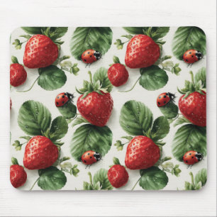 Waterverf Strawberry and Ladybug Naadloos Patroon Muismat