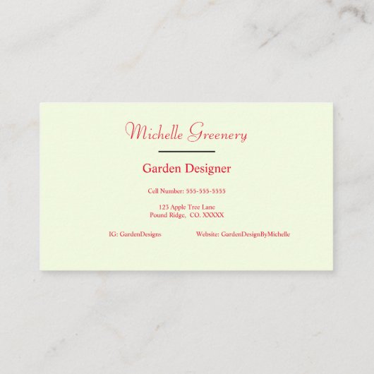 Waterverf Strawberry Blossom Gardener Visitekaartje (Achterkant)