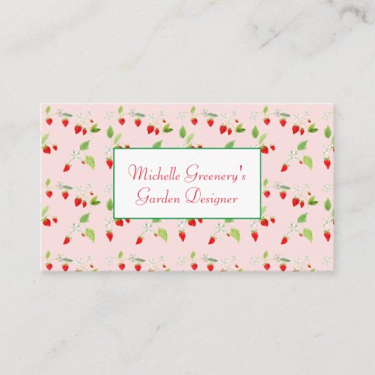 Waterverf Strawberry Blossom Gardener Visitekaartje (Voorkant)