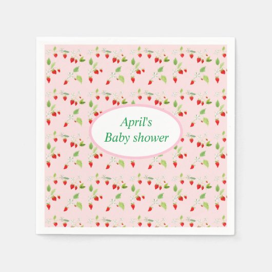 Waterverf Strawberry Blossom Pattern Baby shower Servet (Voorkant)
