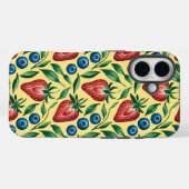 Waterverf Strawberry Blueberry Pattern op Geel Case-Mate iPhone Case (Achterkant (horizontaal))