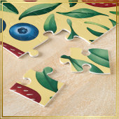 Waterverf Strawberry Blueberry Pattern op Geel Legpuzzel
