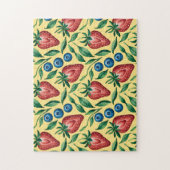 Waterverf Strawberry Blueberry Pattern op Geel Legpuzzel (Verticaal)