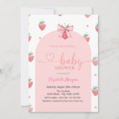 Waterverf Strawberry Bow Baby shower Kaart (Voorkant)