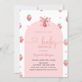 Waterverf Strawberry Bow Baby shower Kaart