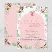 Waterverf Strawberry Bow Fruits Baby shower Kaart (Voorkant / Achterkant)