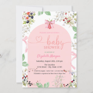 Waterverf Strawberry Bow Fruits Baby shower Kaart