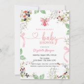 Waterverf Strawberry Bow Raspberry Baby shower Kaart (Voorkant)