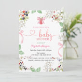 Waterverf Strawberry Bow Raspberry Baby shower Kaart (Staand voorkant)