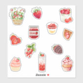 Waterverf Strawberry Lover Collage Sticker (Vel)