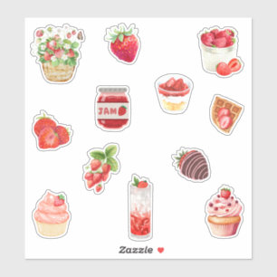Waterverf Strawberry Lover Collage Sticker