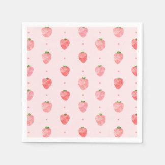 Waterverf Strawberry Napkins | Aardbei Napkins Servet