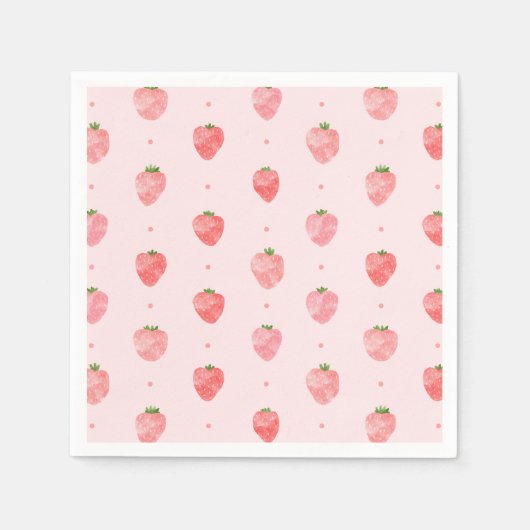 Waterverf Strawberry Napkins | Aardbei Napkins Servet (Voorkant)
