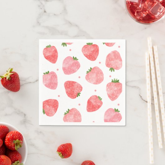 Waterverf Strawberry Napkins | Aardbei Napkins Servet (Insitu)