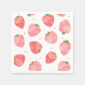Waterverf Strawberry Napkins | Aardbei Napkins Servet (Voorkant)