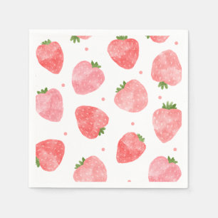 Waterverf Strawberry Napkins   Aardbei Napkins Servet