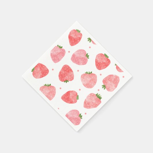 Waterverf Strawberry Napkins | Aardbei Napkins Servet (Hoek)
