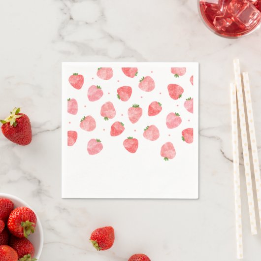 Waterverf Strawberry Napkins | Aardbei Napkins Servet (Insitu)
