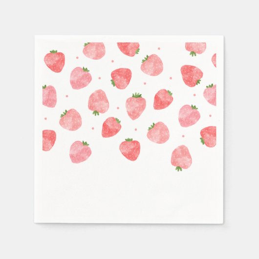 Waterverf Strawberry Napkins | Aardbei Napkins Servet (Voorkant)