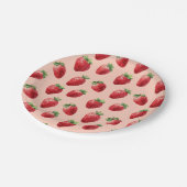 Waterverf Strawberry Pattern Pastelroze Papieren Bordje (Gekanteld)