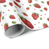 Waterverf Strawberry Red Hearts verjaardag Cadeaupapier (Rol Hoek)