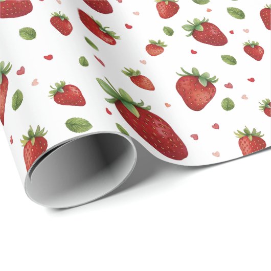 Waterverf Strawberry Red Hearts verjaardag Cadeaupapier (Rol Hoek)