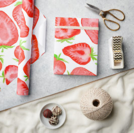 Waterverf strawberry snijdt patroon cadeaupapier