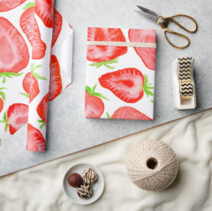 Waterverf strawberry snijdt patroon cadeaupapier