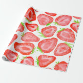 Waterverf strawberry snijdt patroon cadeaupapier (Uitgerold)