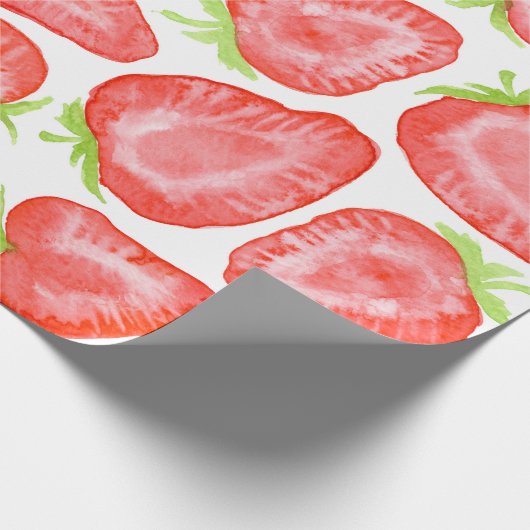 Waterverf strawberry snijdt patroon cadeaupapier (Hoek)