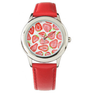 Waterverf strawberry snijdt patroon horloge