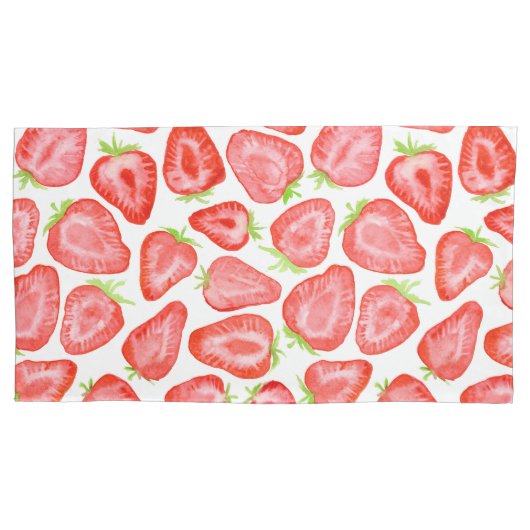 Waterverf strawberry snijdt patroon kussensloop (Voorkant-Links)