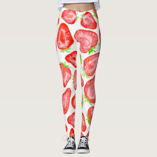 Waterverf strawberry snijdt patroon leggings (Voorkant)