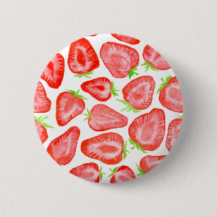 Waterverf strawberry snijdt patroon ronde button 5,7 cm