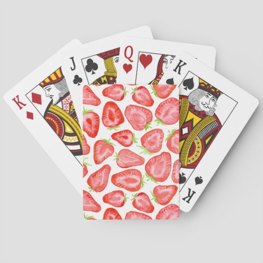 Waterverf strawberry snijdt patroon speelkaarten (Achterkant)