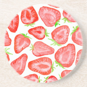 Waterverf strawberry snijdt patroon zandsteen onderzetter