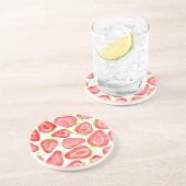 Waterverf strawberry snijdt patroon zandsteen onderzetter (Zijkant)