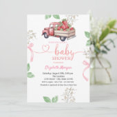 Waterverf Strawberry Truck Baby shower Kaart (Staand voorkant)