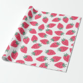Waterverf Strawberry Wrapping Paper – Berry Sweet Cadeaupapier (Uitgerold)