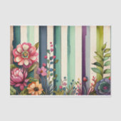 Waterverf Streep Paarse Groene Bloemen Decoupage Tissuepapier (Voorkant)